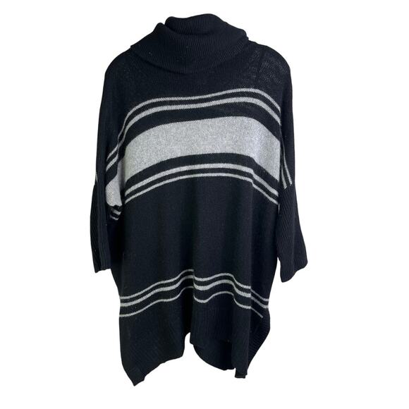Max Studio Sweater Womens Medium Cashmere Tunic Cowl Neck Striped 3/4 Sleeve - Picture 2 of 10